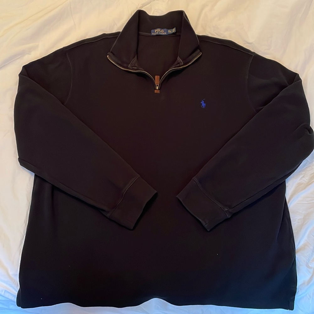 Polo Half Zip with Blue Logo